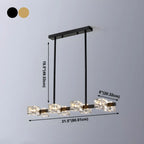 Lustre rectangulaire en cristal doré/noir réglable pour îlot central