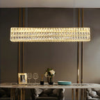 Luminaire îlot rectangulaire moderne en acier cristal