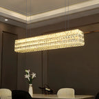 Luminaire îlot rectangulaire moderne en acier cristal