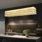 Luminaire îlot rectangulaire moderne en acier cristal