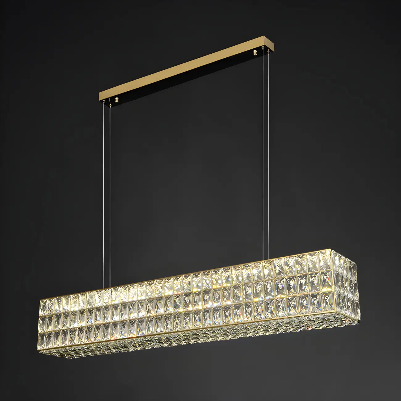 Luminaire îlot rectangulaire moderne en acier cristal