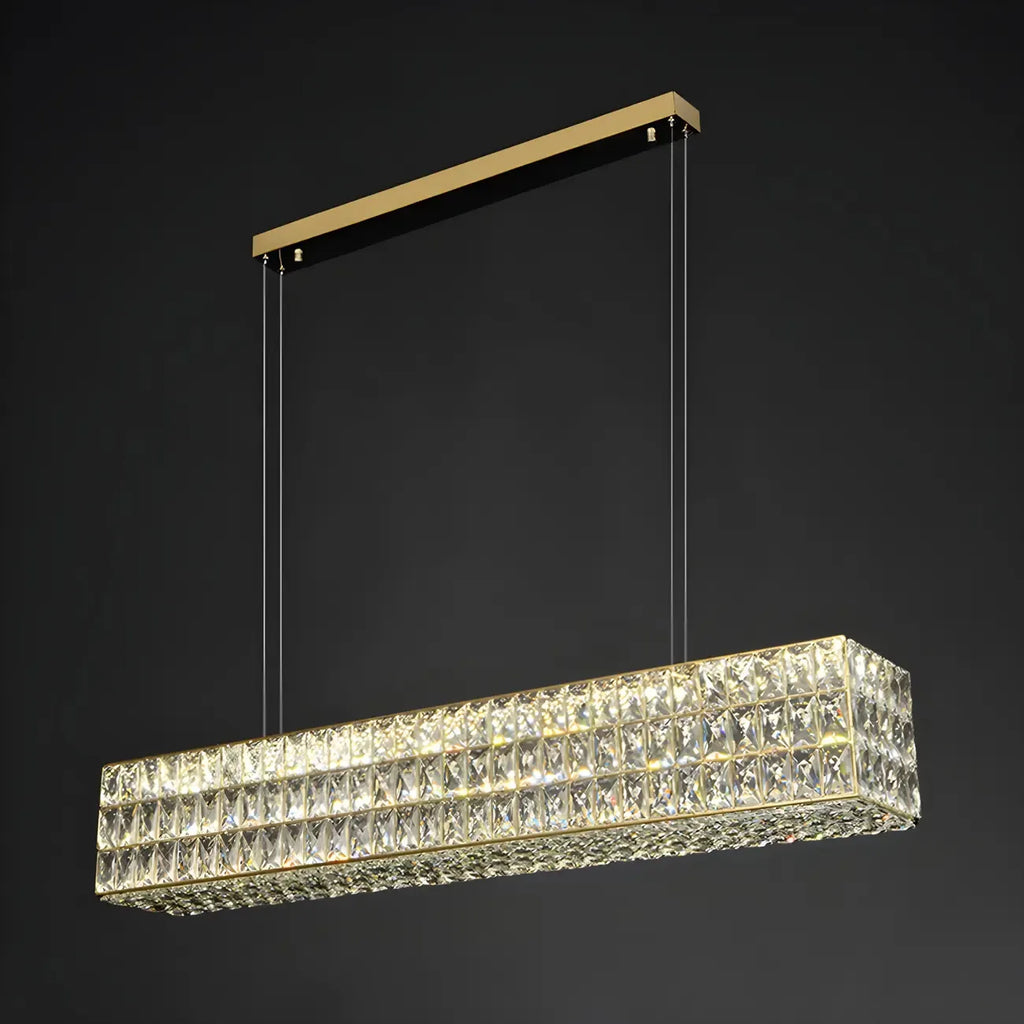 Luminaire îlot rectangulaire moderne en acier cristal