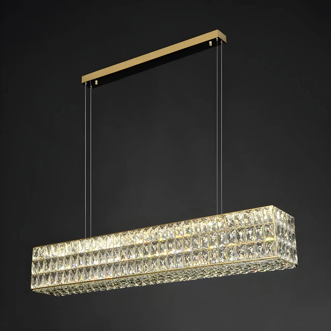 Luminaire îlot rectangulaire moderne en acier cristal