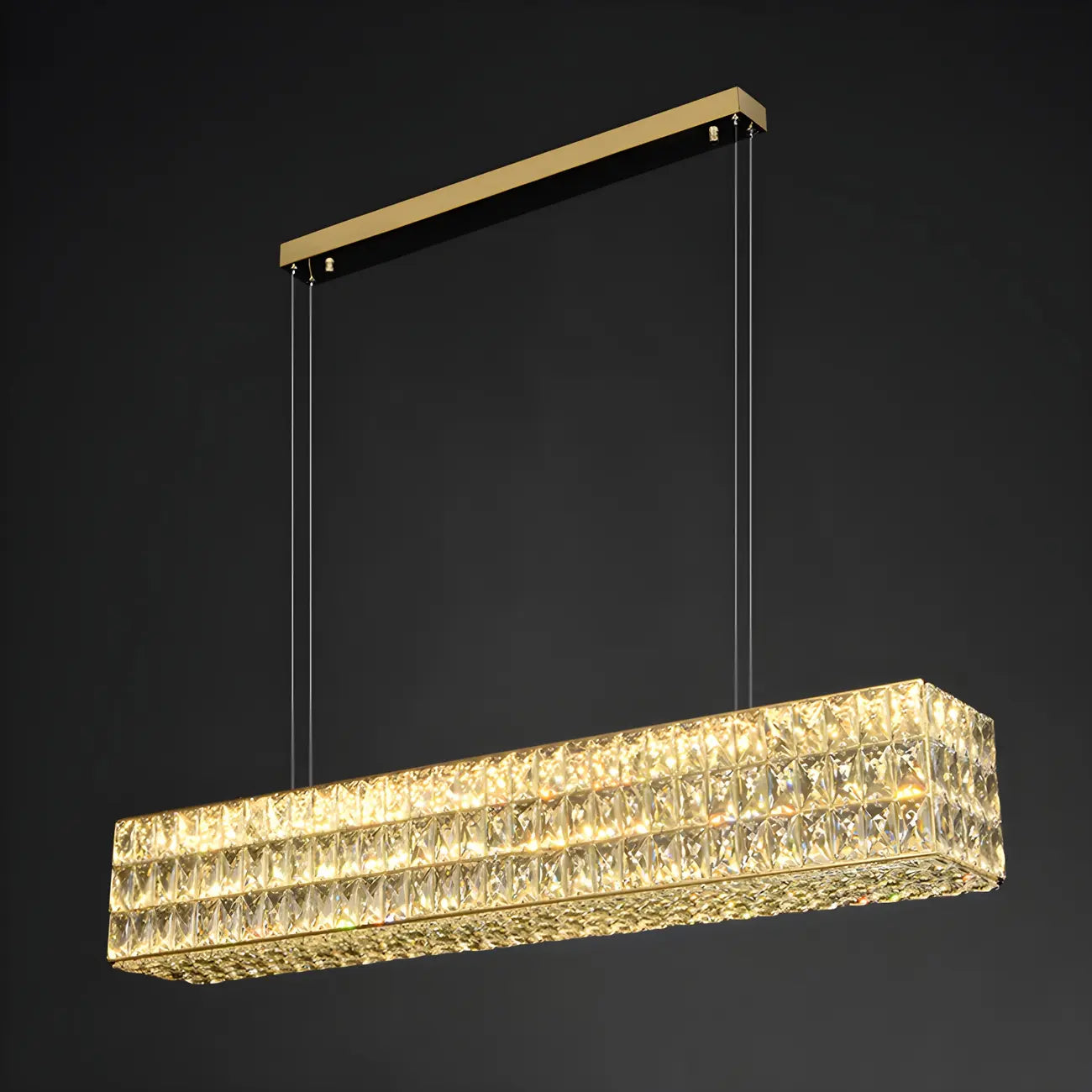 Luminaire îlot rectangulaire moderne en acier cristal