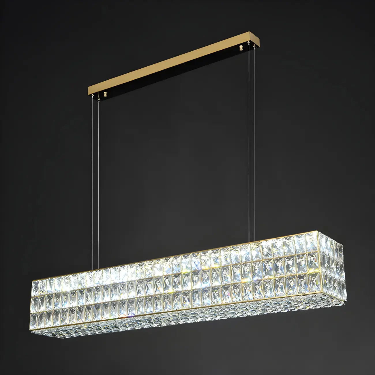 Luminaire îlot rectangulaire moderne en acier cristal