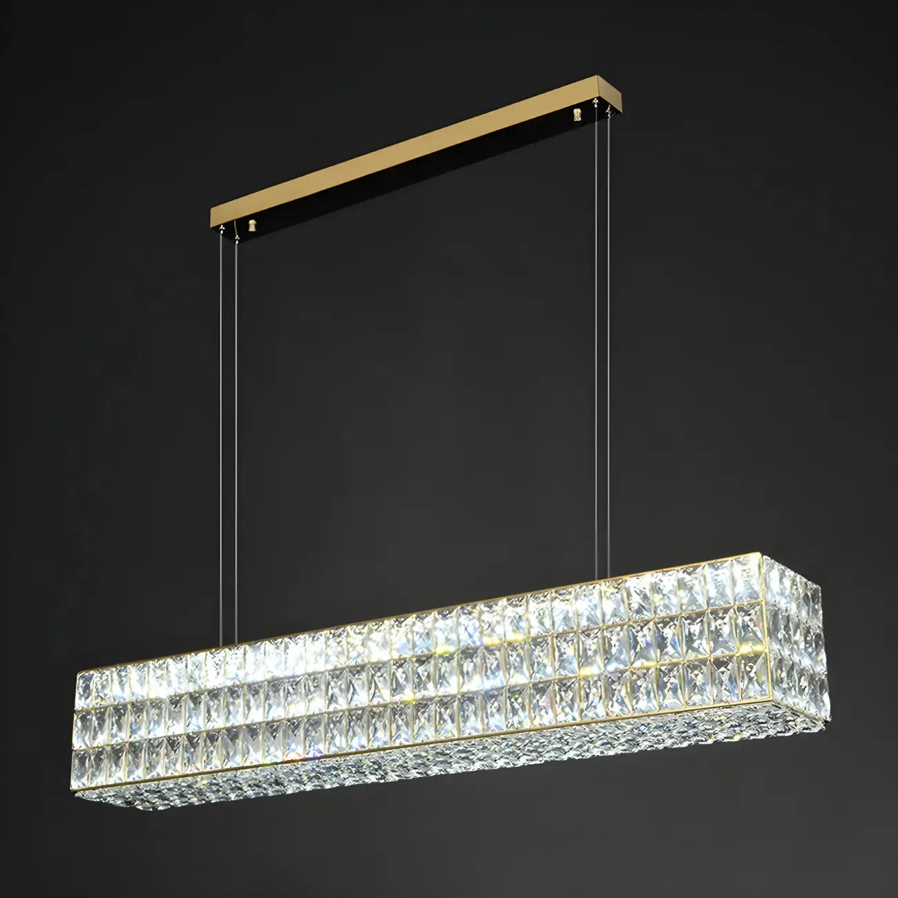 Luminaire îlot rectangulaire moderne en acier cristal