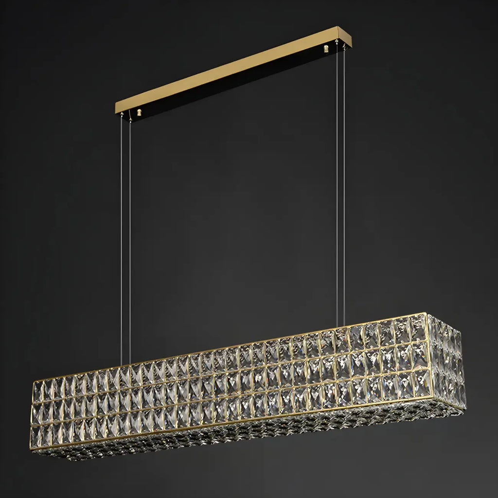 Luminaire îlot rectangulaire moderne en acier cristal