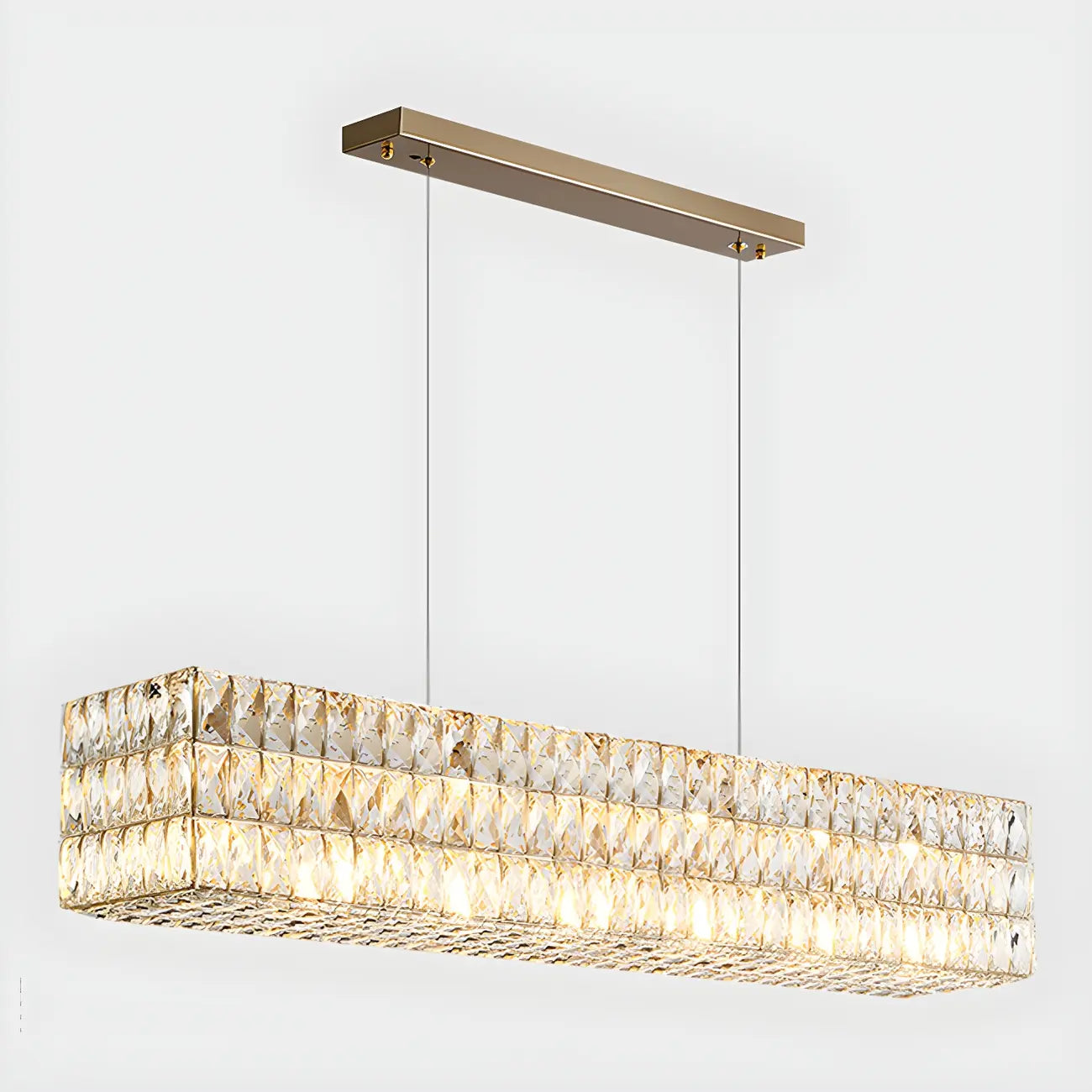Luminaire îlot rectangulaire moderne en acier cristal