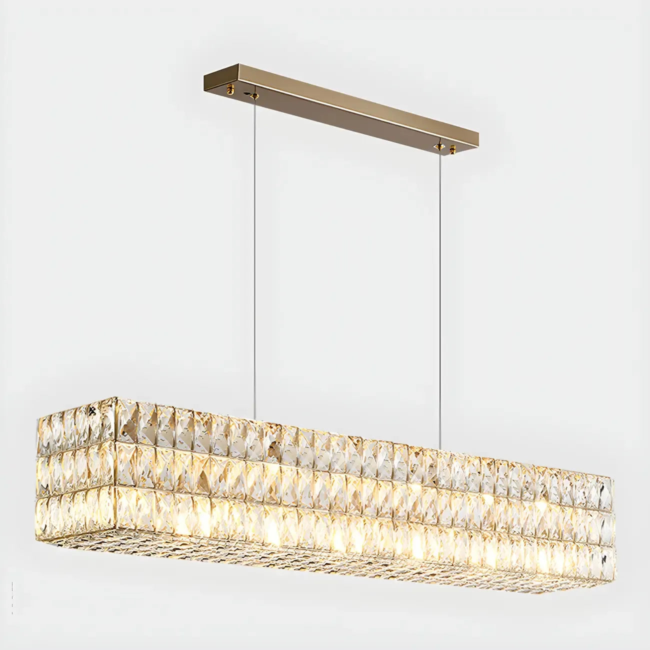 Luminaire îlot rectangulaire moderne en acier cristal
