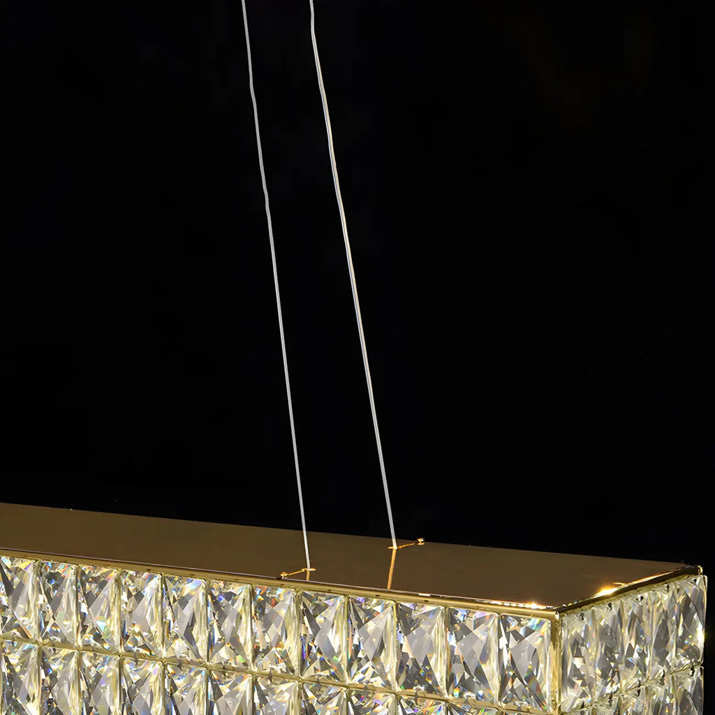 Luminaire îlot rectangulaire moderne en acier cristal