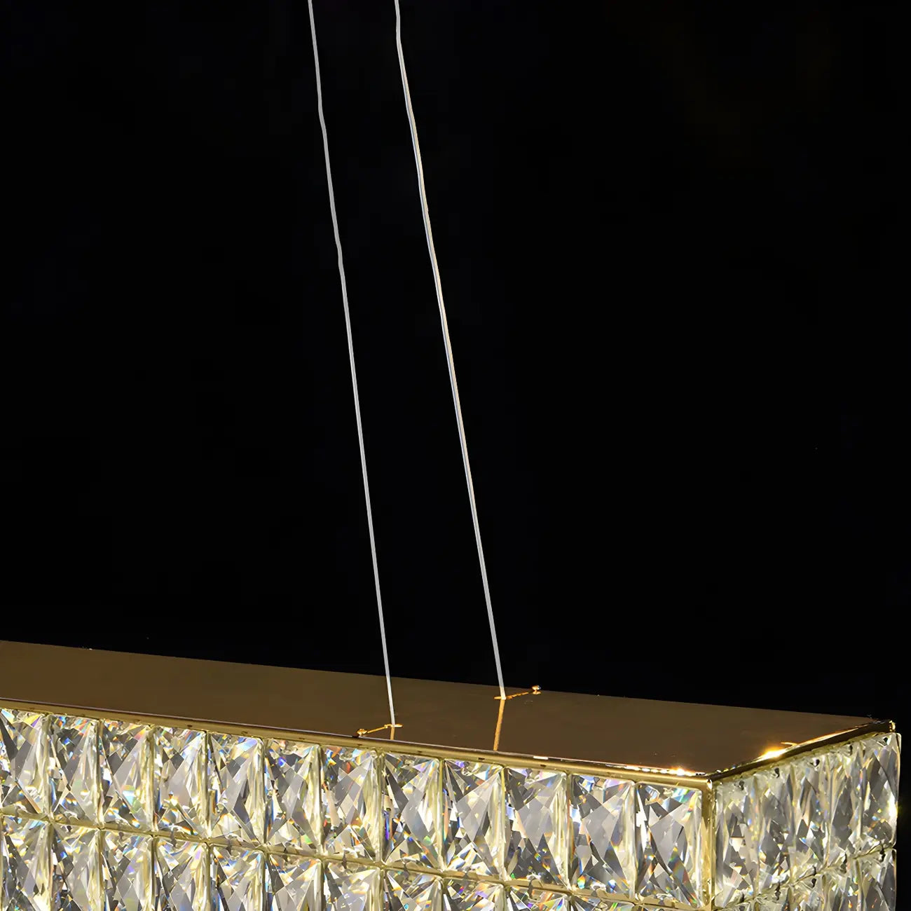 Luminaire îlot rectangulaire moderne en acier cristal