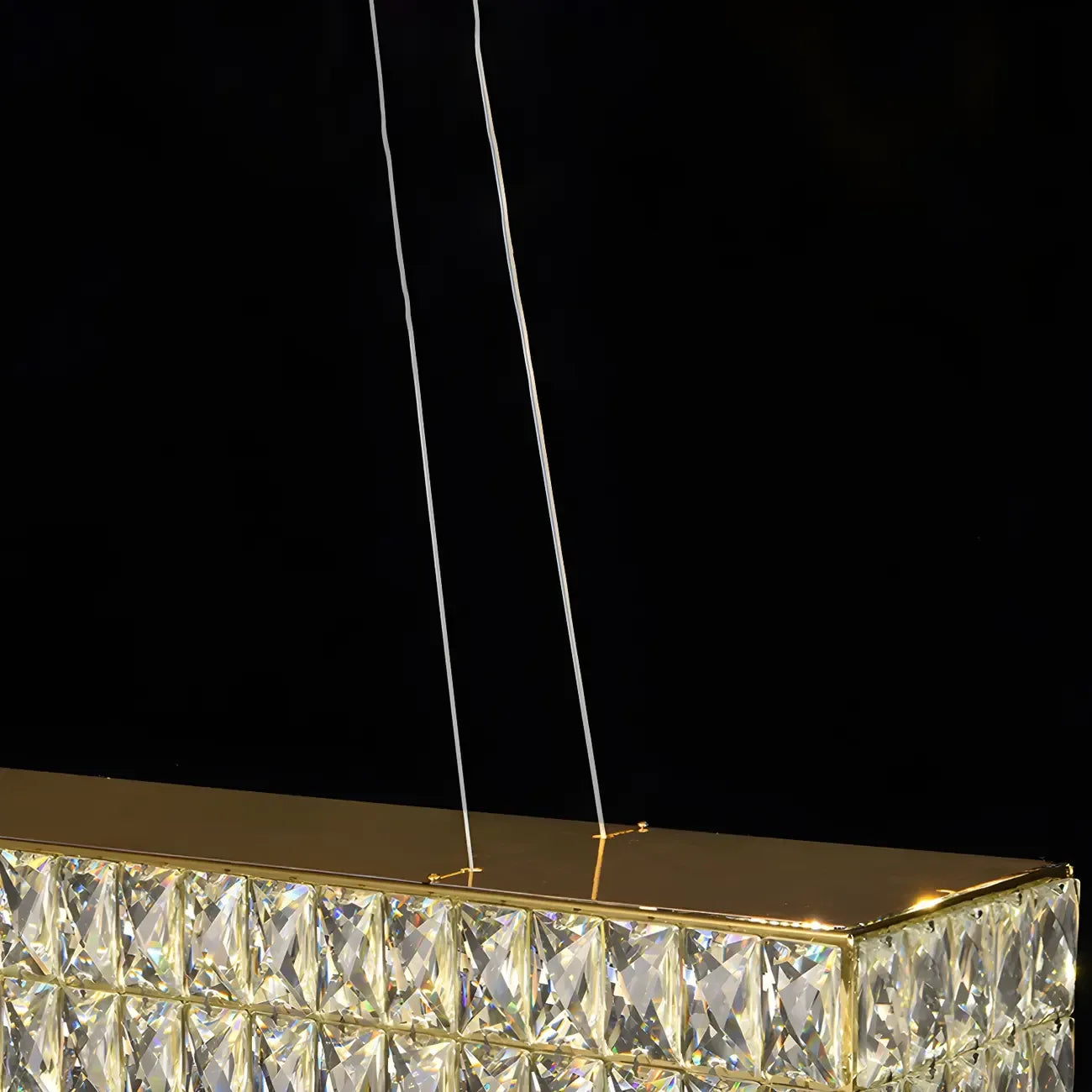 Luminaire îlot rectangulaire moderne en acier cristal