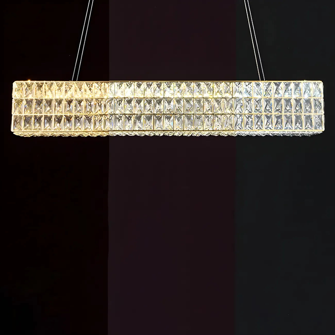 Luminaire îlot rectangulaire moderne en acier cristal