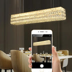 Luminaire îlot rectangulaire moderne en acier cristal