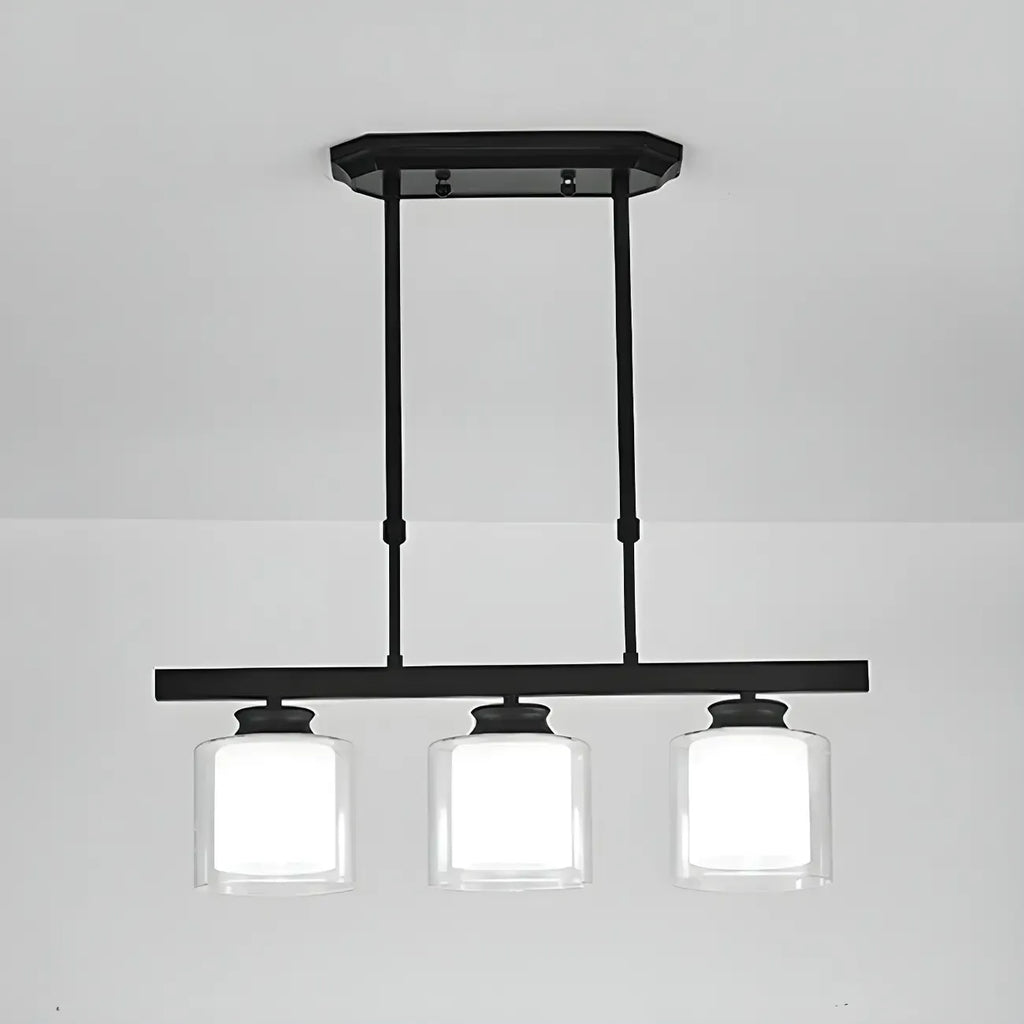 Suspension cylindrique moderne en verre pour îlot de cuisine