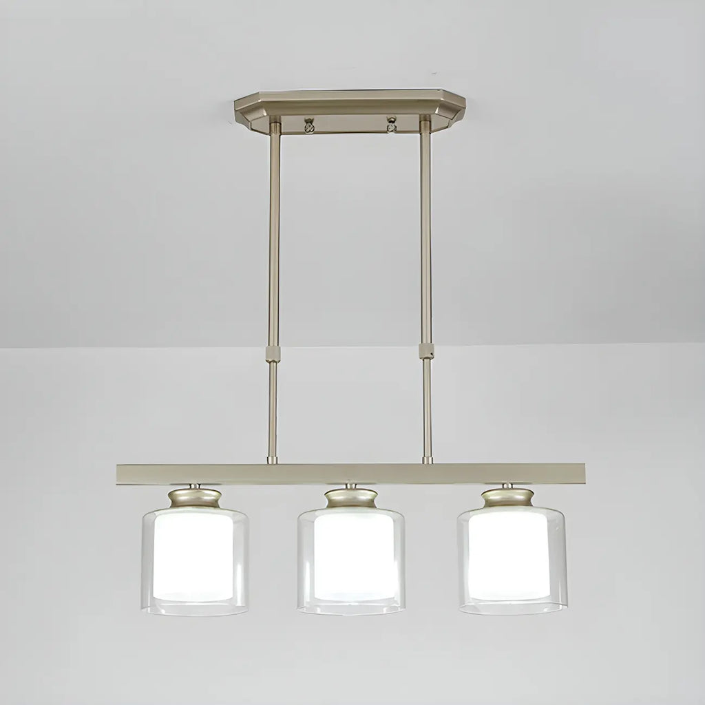 Suspension cylindrique moderne en verre pour îlot de cuisine