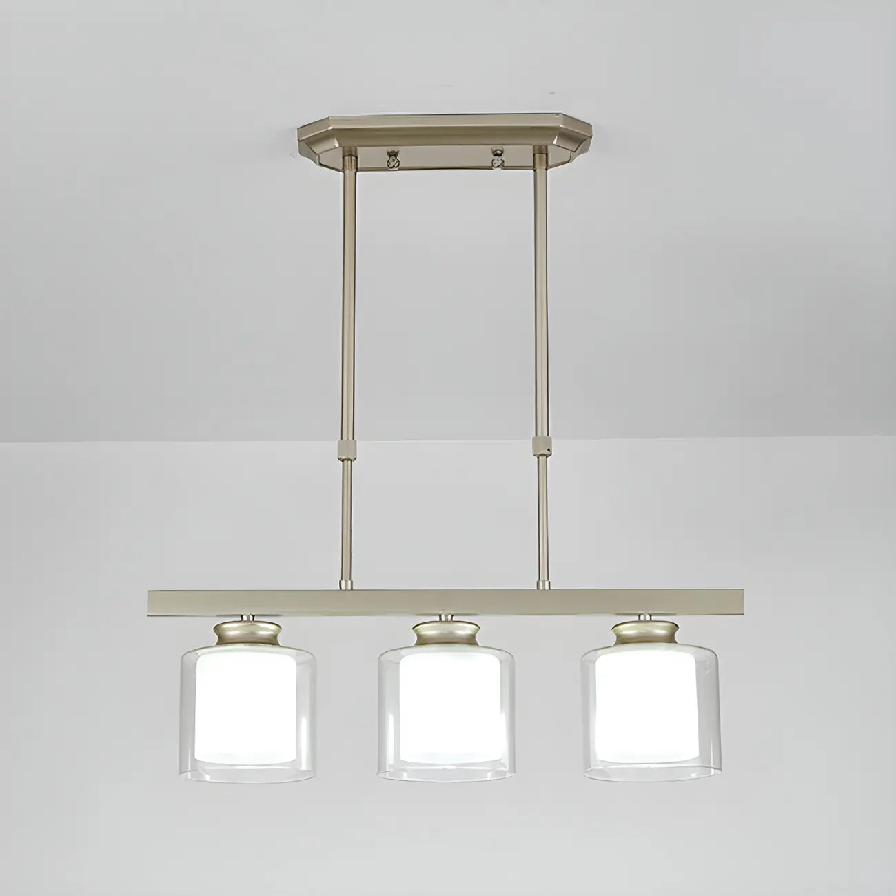 Suspension cylindrique moderne en verre pour îlot de cuisine