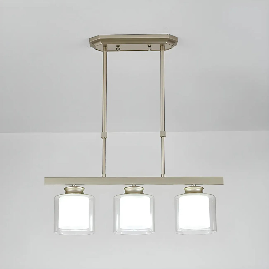 Suspension cylindrique moderne en verre pour îlot de cuisine