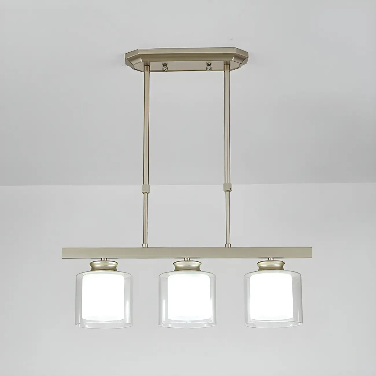 Suspension cylindrique moderne en verre pour îlot de cuisine