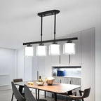Suspension cylindrique moderne en verre pour îlot de cuisine