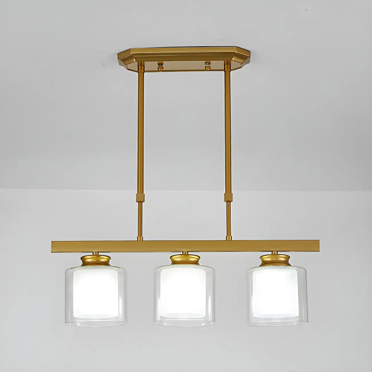 Suspension cylindrique moderne en verre pour îlot de cuisine