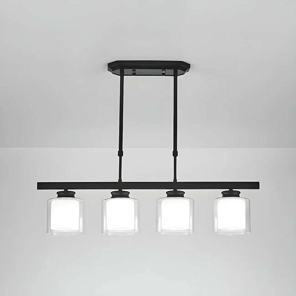 Suspension cylindrique moderne en verre pour îlot de cuisine