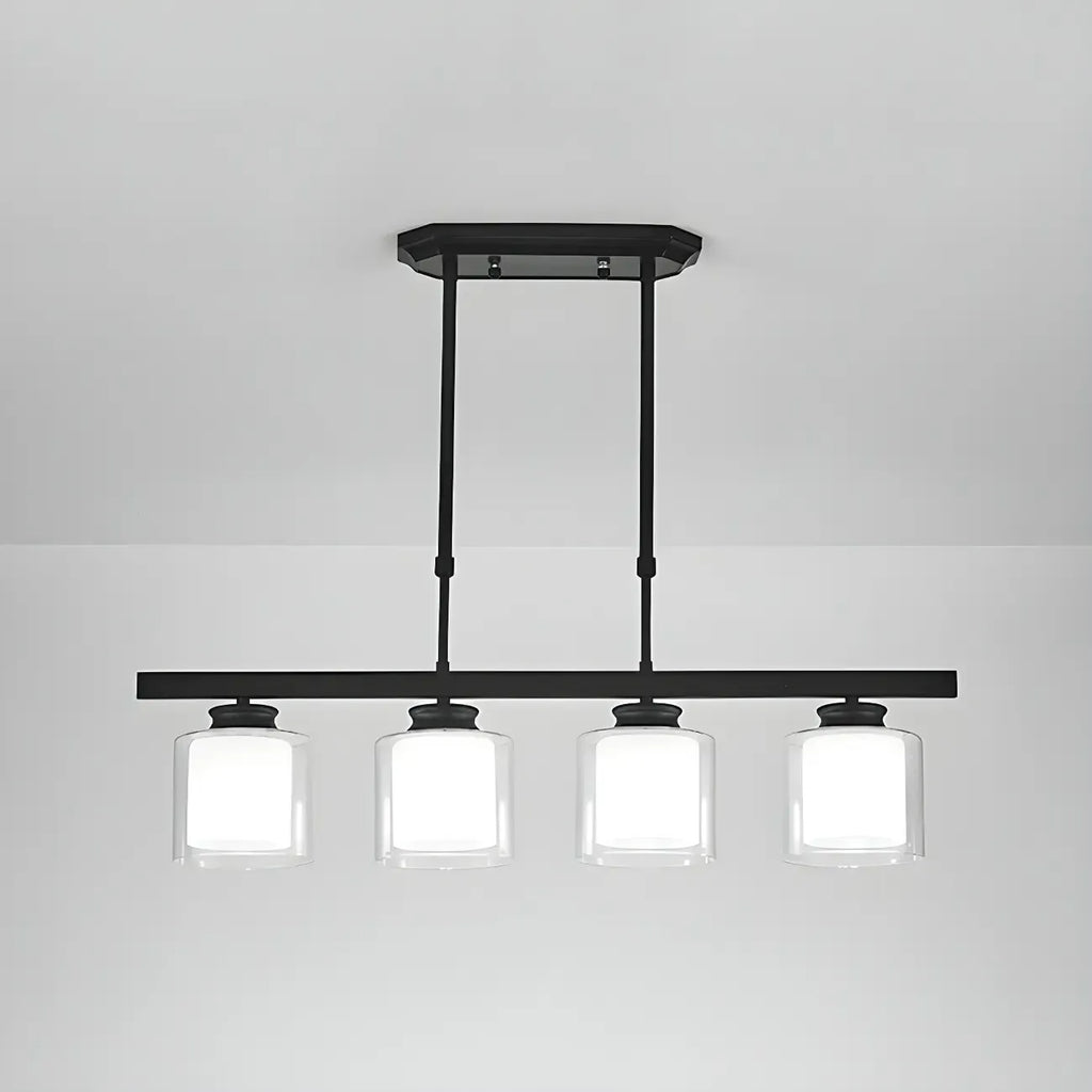Suspension cylindrique moderne en verre pour îlot de cuisine