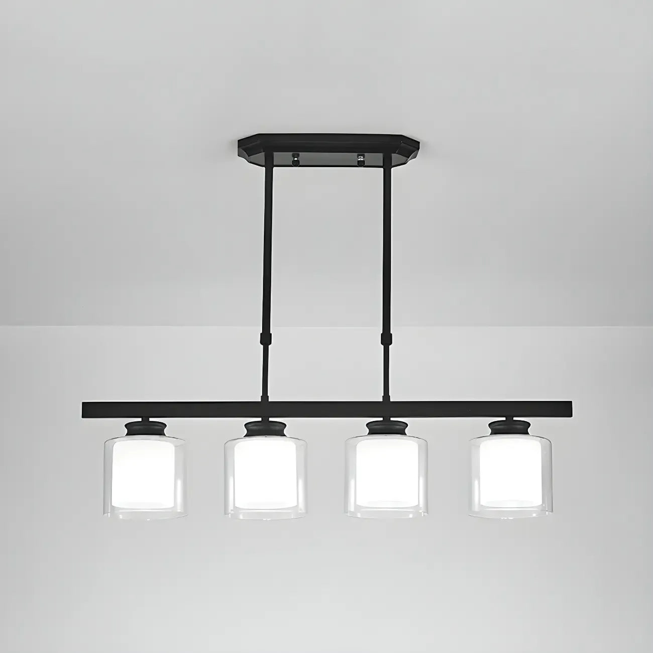 Suspension cylindrique moderne en verre pour îlot de cuisine