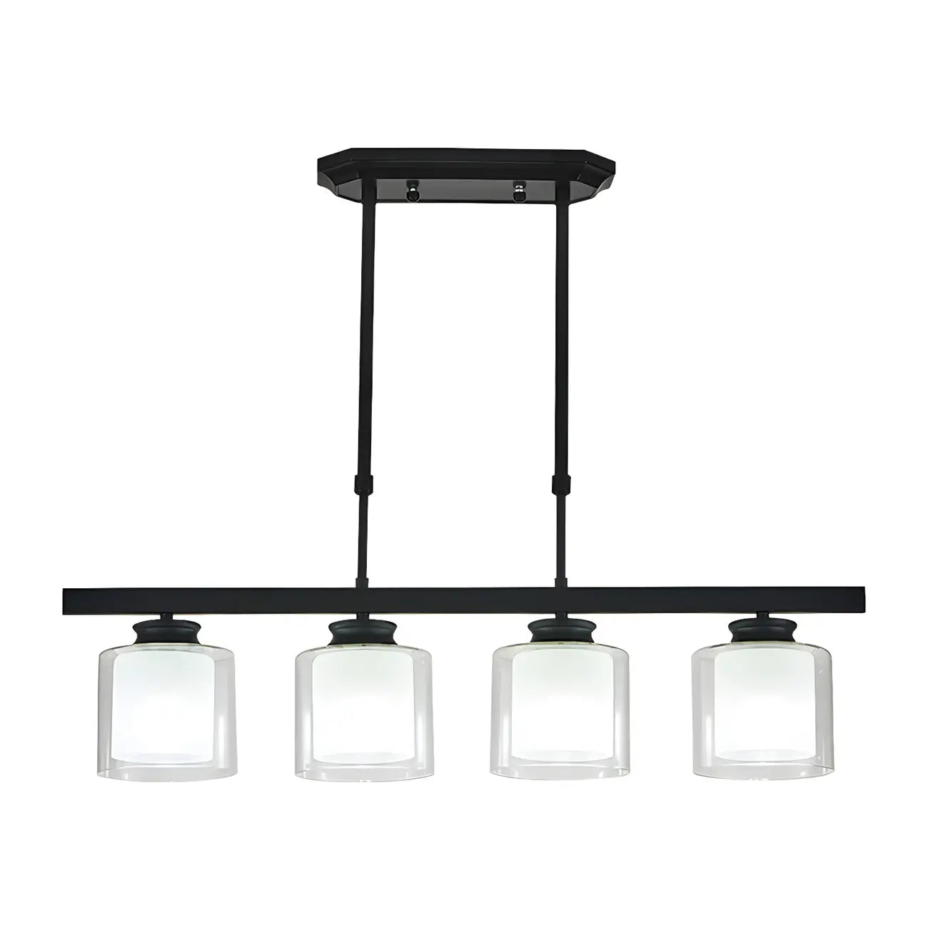 Suspension cylindrique moderne en verre pour îlot de cuisine