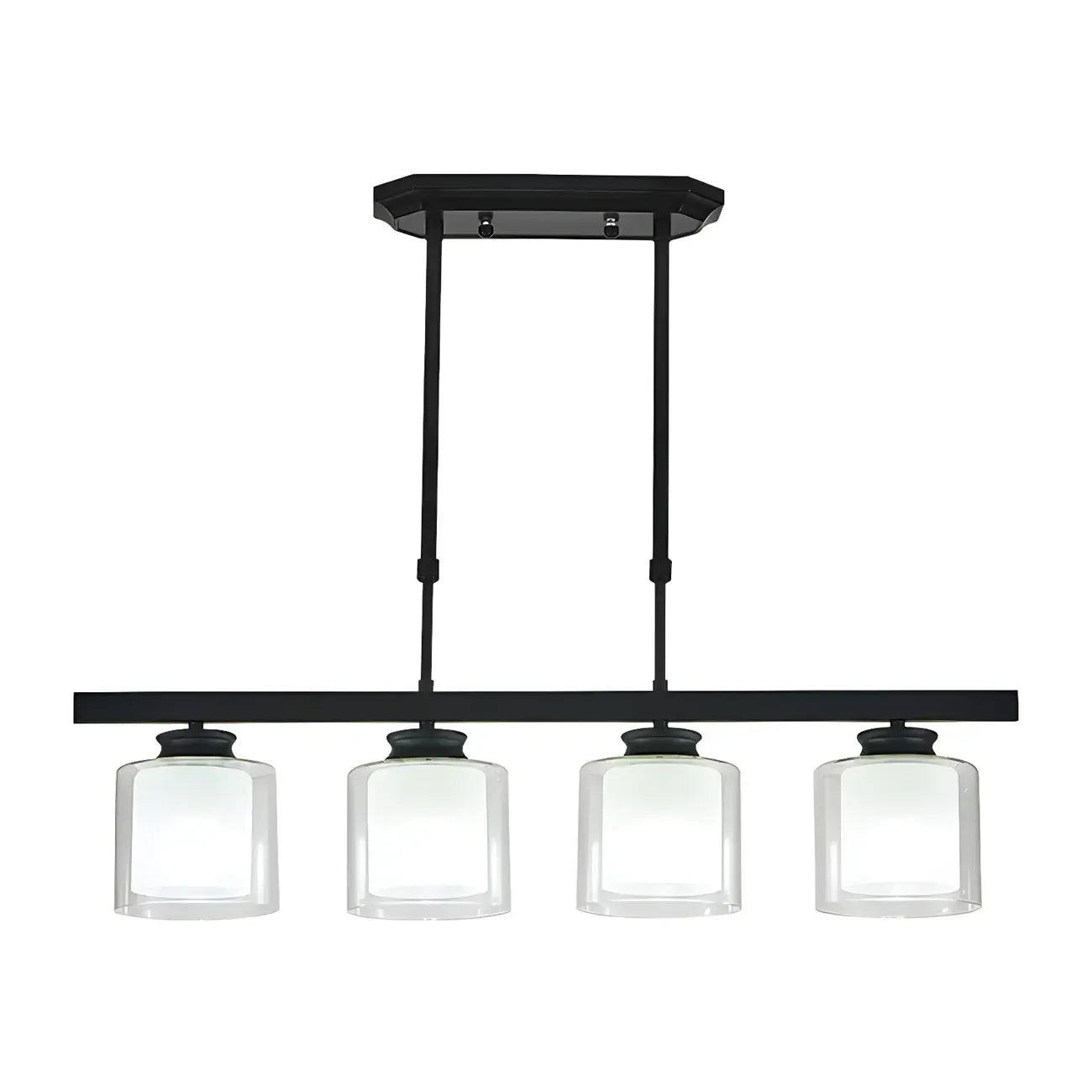Suspension cylindrique moderne en verre pour îlot de cuisine