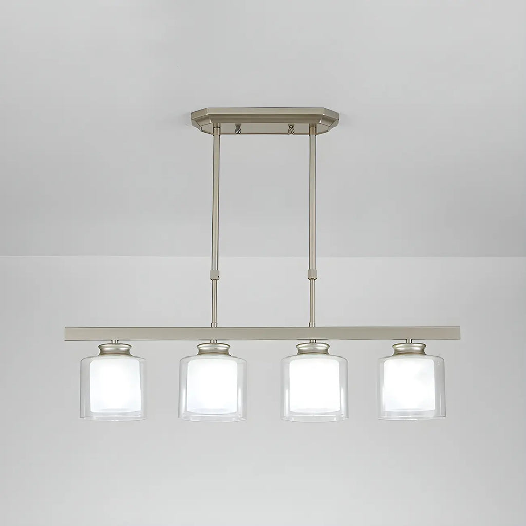 Suspension cylindrique moderne en verre pour îlot de cuisine