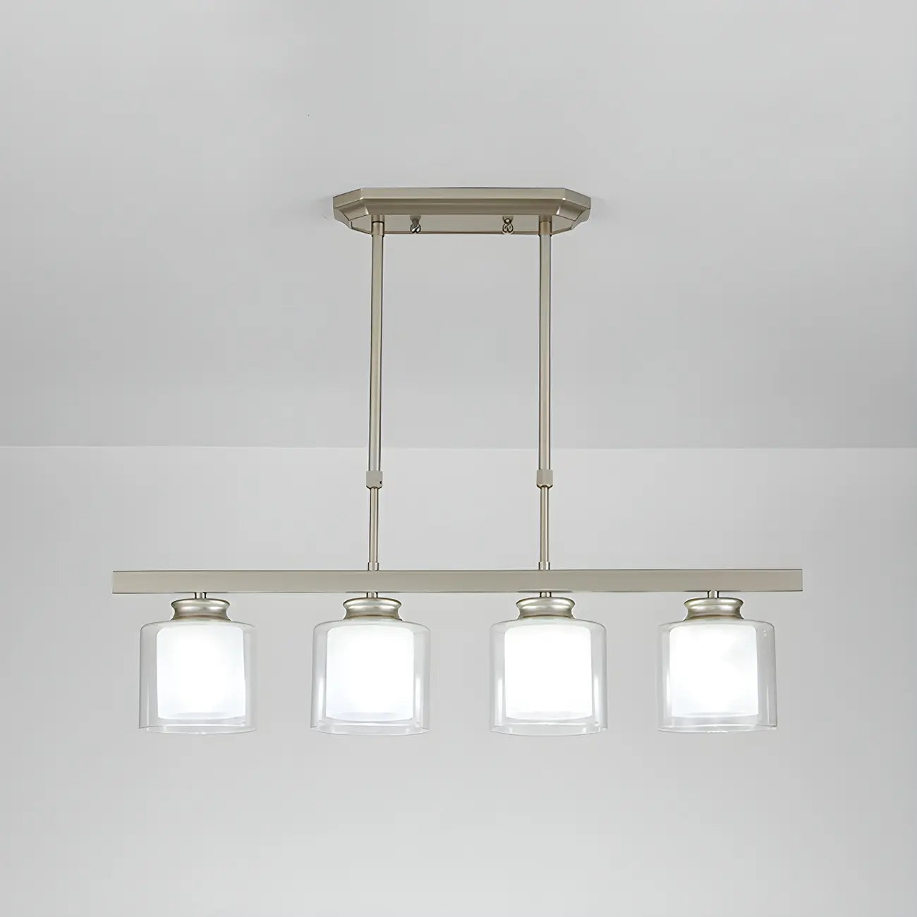 Suspension cylindrique moderne en verre pour îlot de cuisine