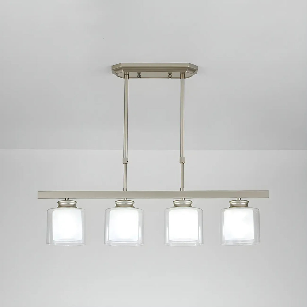 Suspension cylindrique moderne en verre pour îlot de cuisine