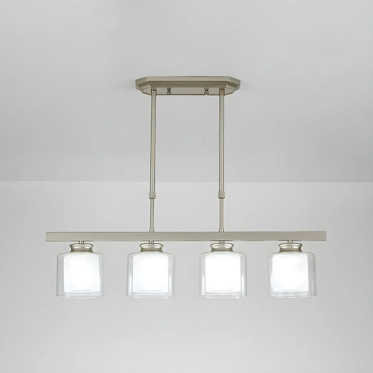 Suspension cylindrique moderne en verre pour îlot de cuisine