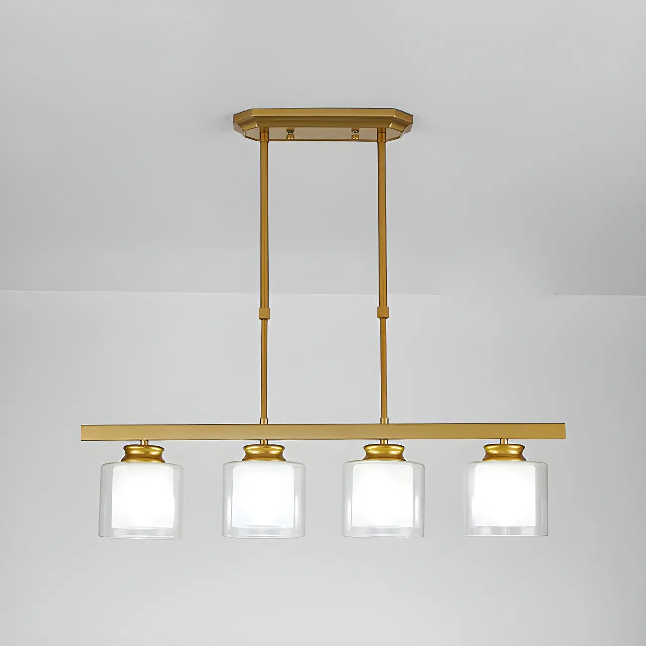 Suspension cylindrique moderne en verre pour îlot de cuisine