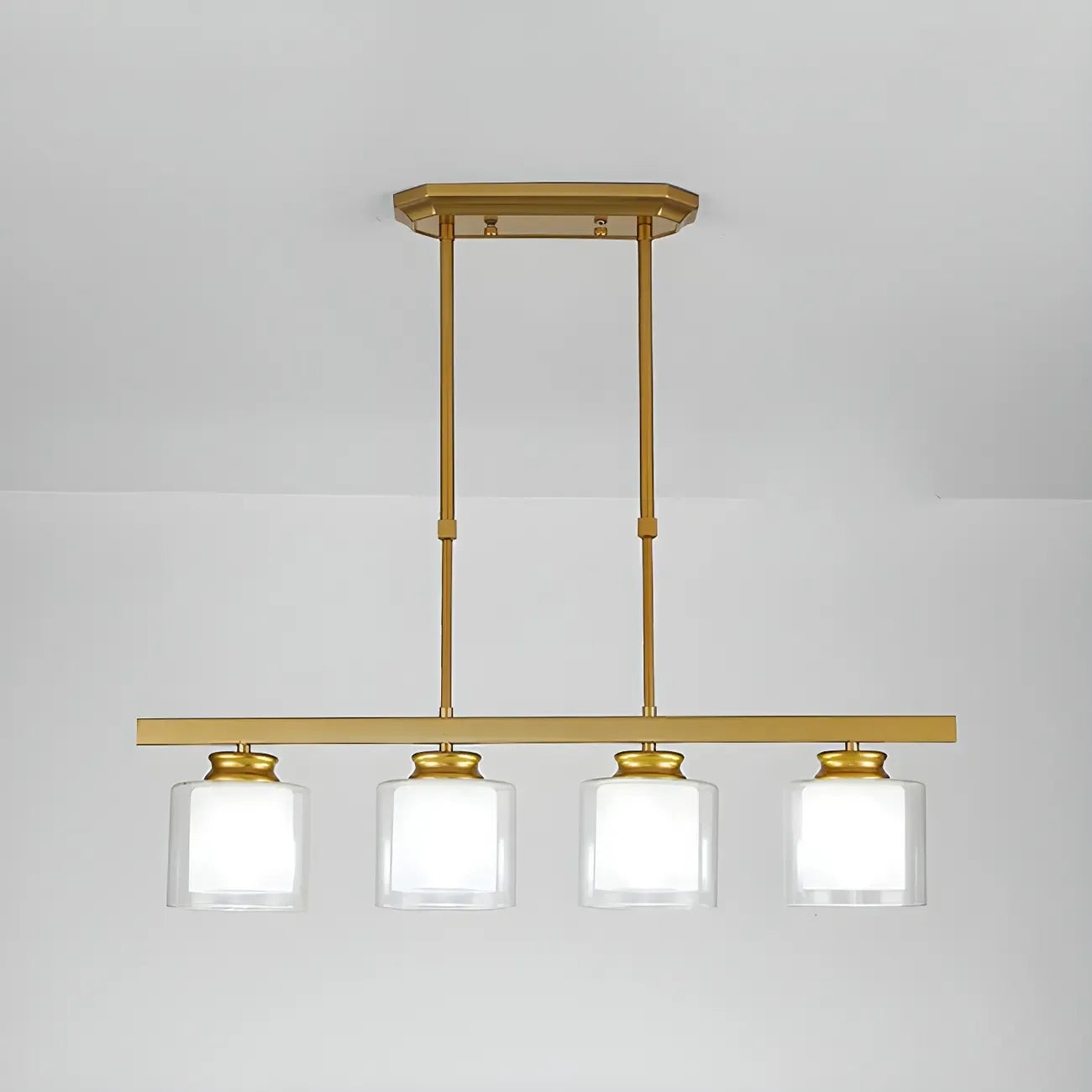 Suspension cylindrique moderne en verre pour îlot de cuisine