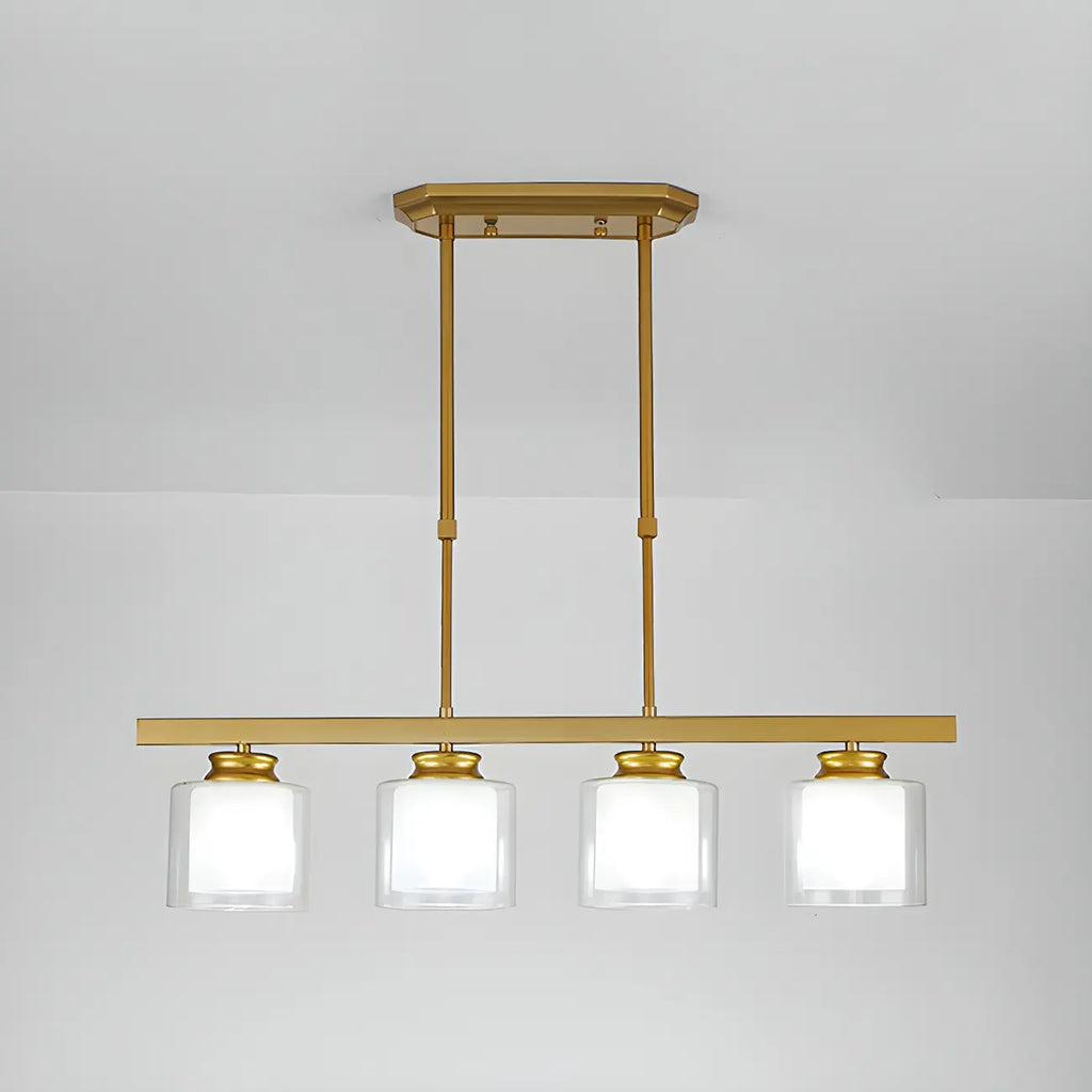 Suspension cylindrique moderne en verre pour îlot de cuisine