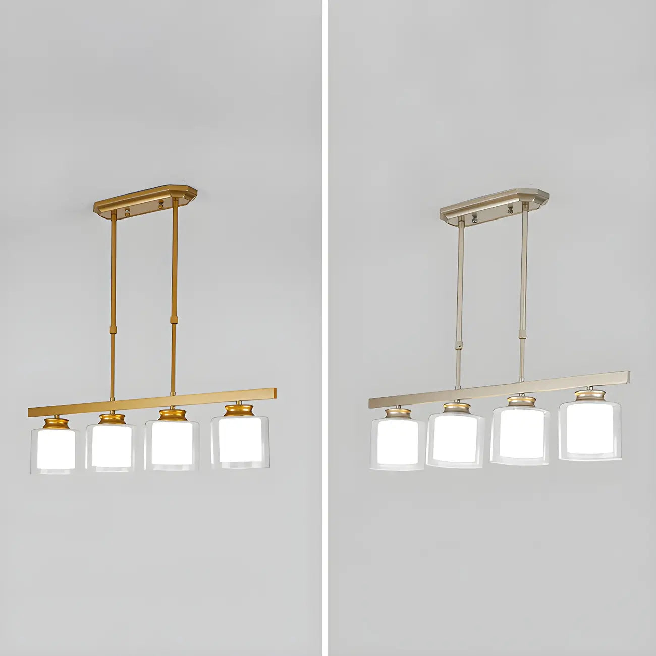 Suspension cylindrique moderne en verre pour îlot de cuisine