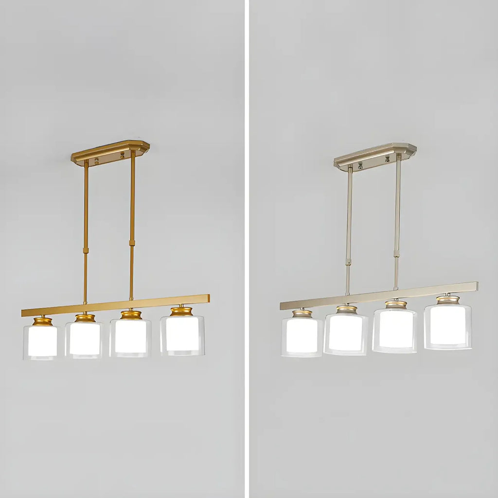 Suspension cylindrique moderne en verre pour îlot de cuisine