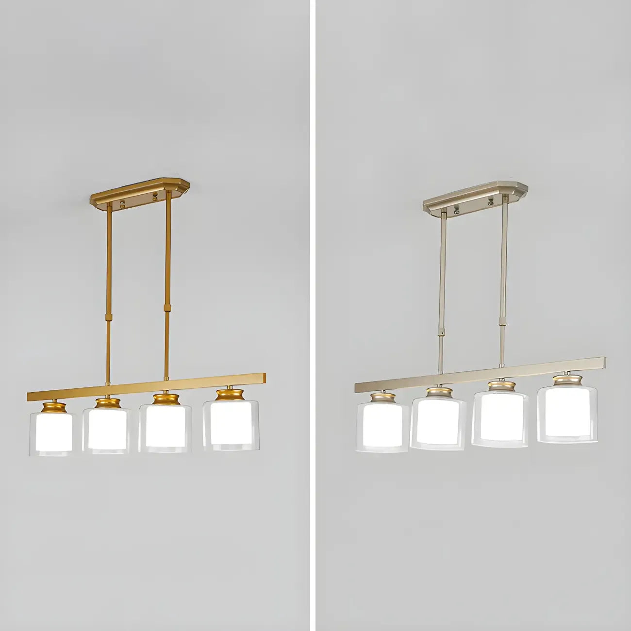 Suspension cylindrique moderne en verre pour îlot de cuisine