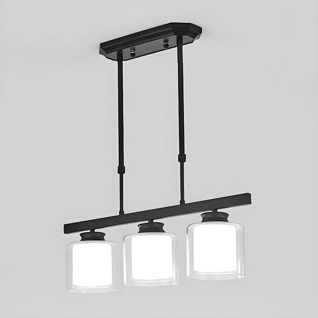 Suspension cylindrique moderne en verre pour îlot de cuisine