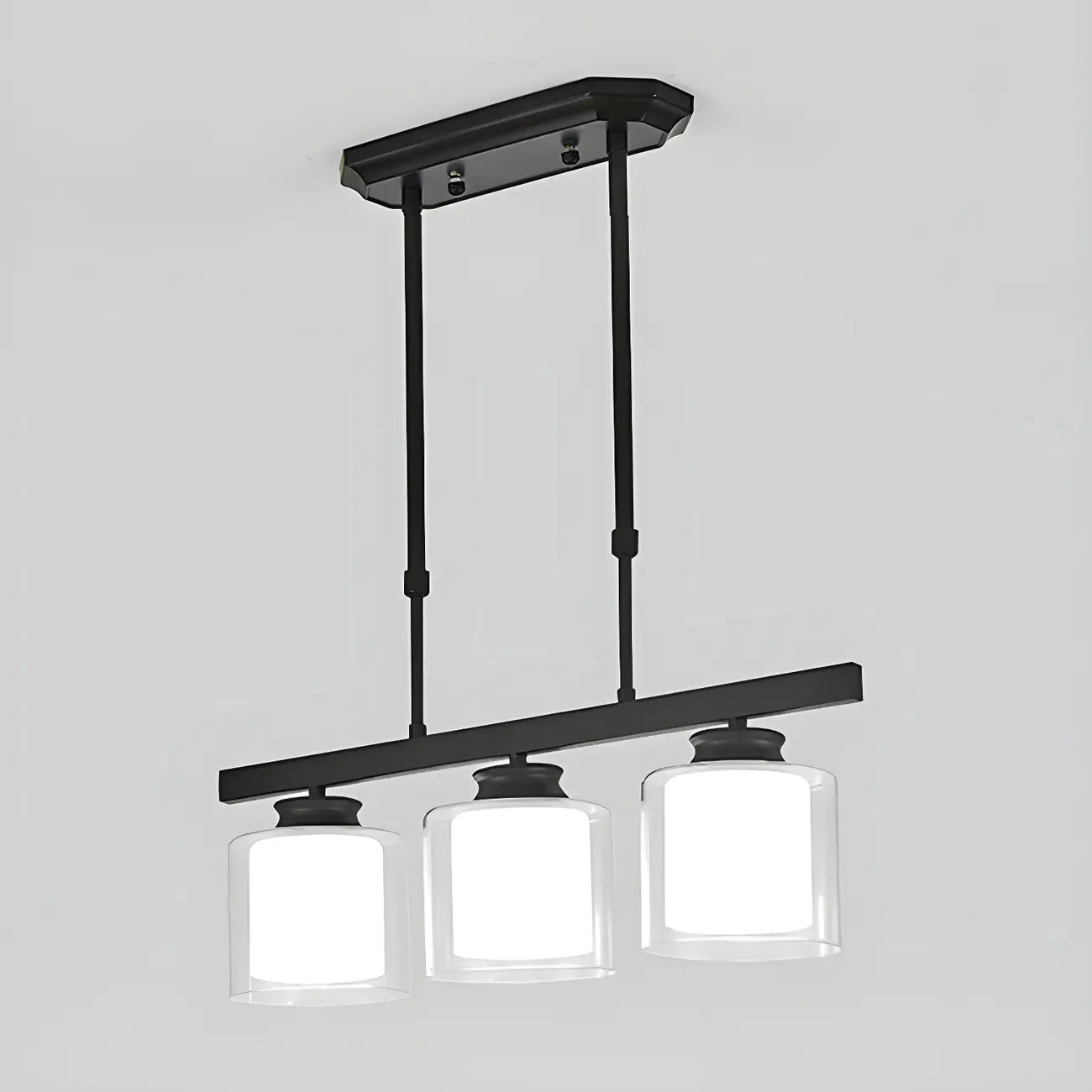 Suspension cylindrique moderne en verre pour îlot de cuisine