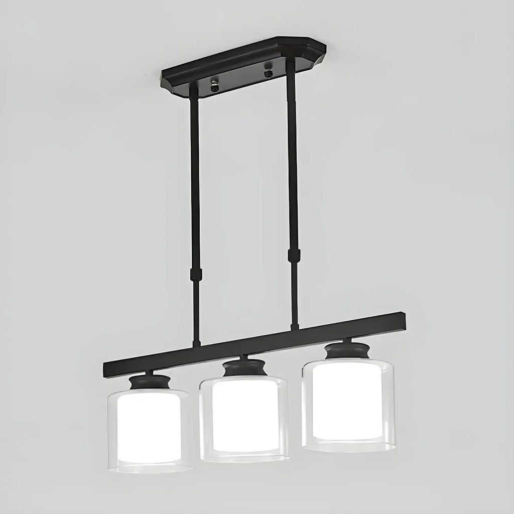 Suspension cylindrique moderne en verre pour îlot de cuisine