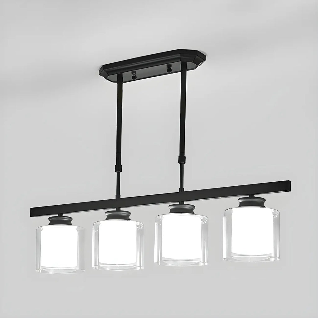 Suspension cylindrique moderne en verre pour îlot de cuisine