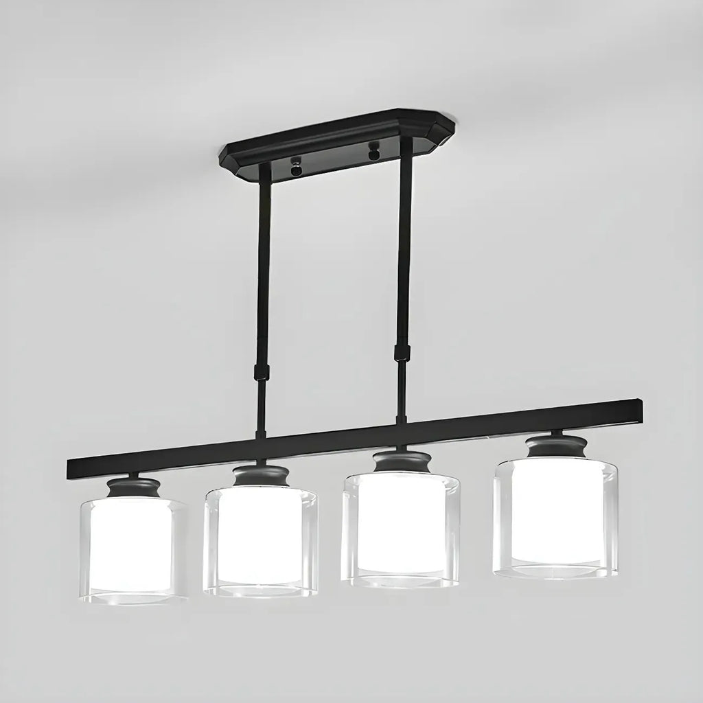 Suspension cylindrique moderne en verre pour îlot de cuisine