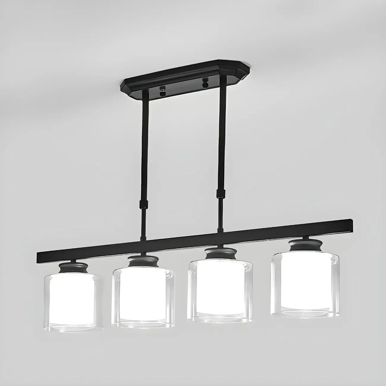 Suspension cylindrique moderne en verre pour îlot de cuisine