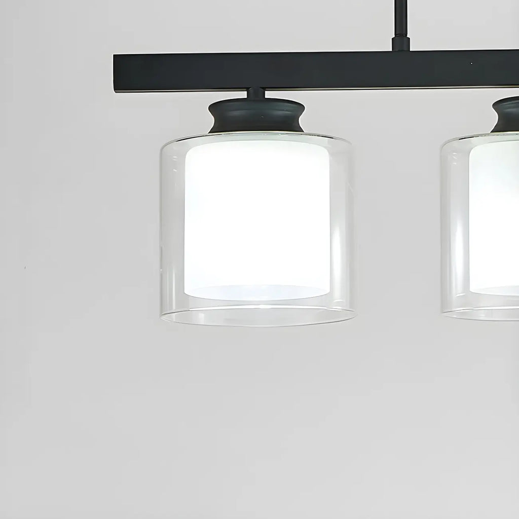 Suspension cylindrique moderne en verre pour îlot de cuisine