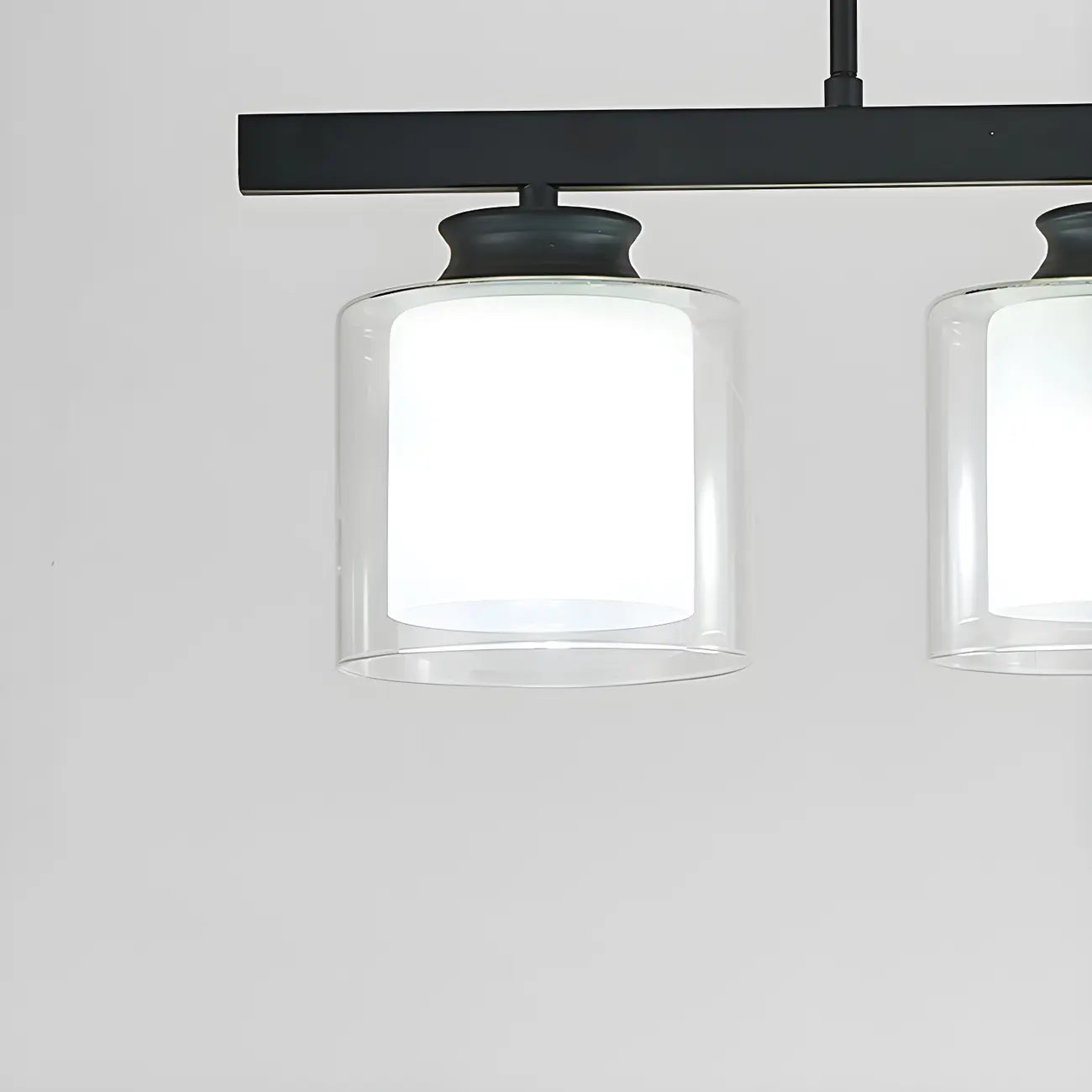 Suspension cylindrique moderne en verre pour îlot de cuisine