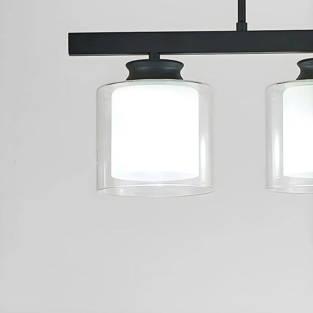 Suspension cylindrique moderne en verre pour îlot de cuisine