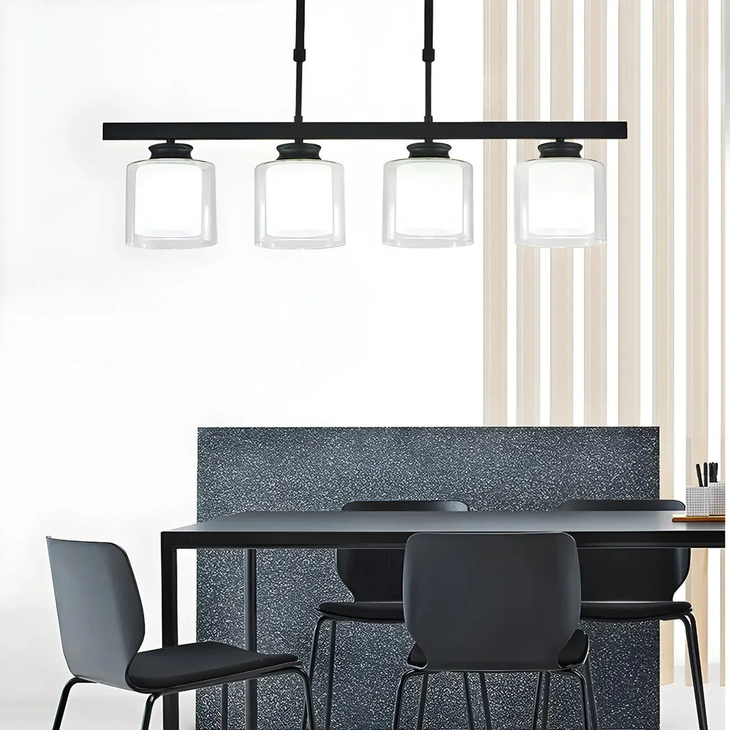 Suspension cylindrique moderne en verre pour îlot de cuisine